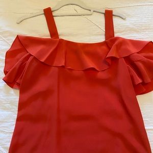 JCrew Off the Shoulder silk ruffle top